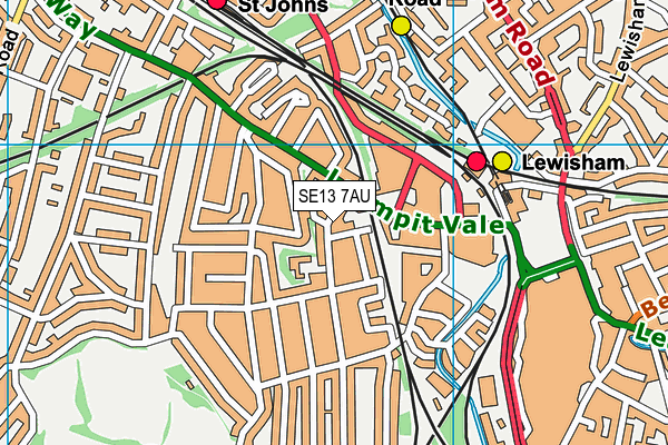 SE13 7AU map - OS VectorMap District (Ordnance Survey)