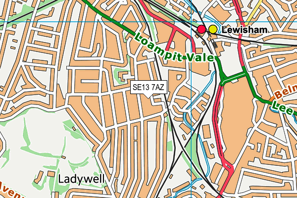 SE13 7AZ map - OS VectorMap District (Ordnance Survey) SE13 7AZ map - OS VectorMap District (Ordnance Survey)