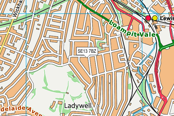 SE13 7BZ map - OS VectorMap District (Ordnance Survey)