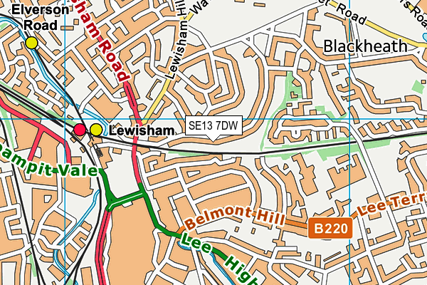 SE13 7DW map - OS VectorMap District (Ordnance Survey)