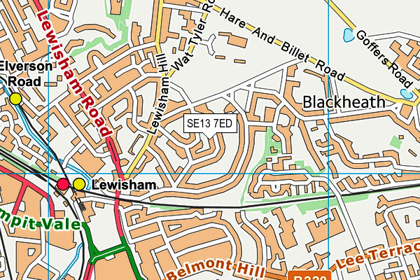 SE13 7ED map - OS VectorMap District (Ordnance Survey)