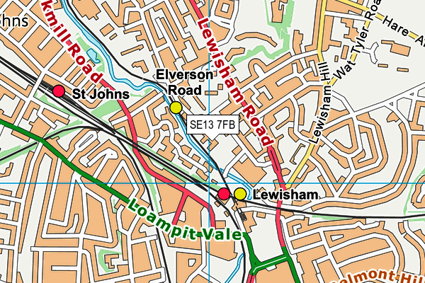 SE13 7FB map - OS VectorMap District (Ordnance Survey) SE13 7FB map - OS VectorMap District (Ordnance Survey)