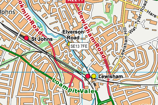 SE13 7FE map - OS VectorMap District (Ordnance Survey)