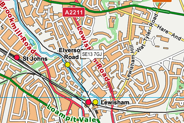 SE13 7GJ map - OS VectorMap District (Ordnance Survey) SE13 7GJ map - OS VectorMap District (Ordnance Survey)