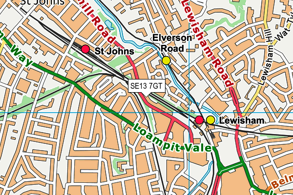 SE13 7GT map - OS VectorMap District (Ordnance Survey) SE13 7GT map - OS VectorMap District (Ordnance Survey)