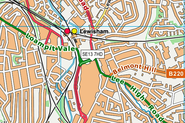 SE13 7HD map - OS VectorMap District (Ordnance Survey)