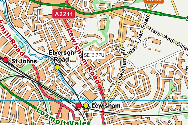 SE13 7PU map - OS VectorMap District (Ordnance Survey) SE13 7PU map - OS VectorMap District (Ordnance Survey)