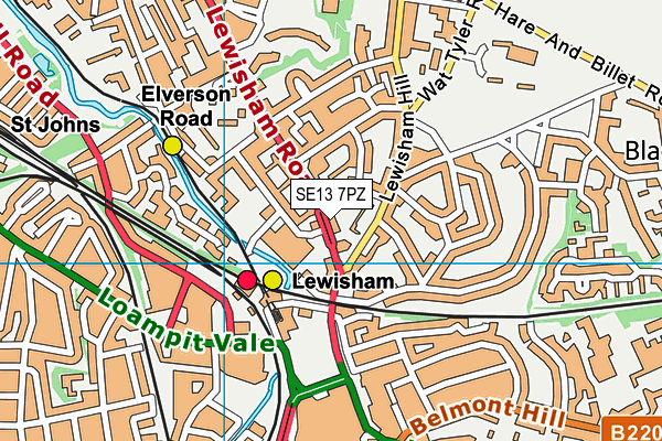 SE13 7PZ map - OS VectorMap District (Ordnance Survey)