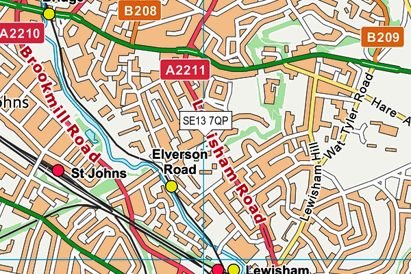 SE13 7QP map - OS VectorMap District (Ordnance Survey) SE13 7QP map - OS VectorMap District (Ordnance Survey)