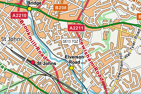 SE13 7QZ map - OS VectorMap District (Ordnance Survey) SE13 7QZ map - OS VectorMap District (Ordnance Survey)