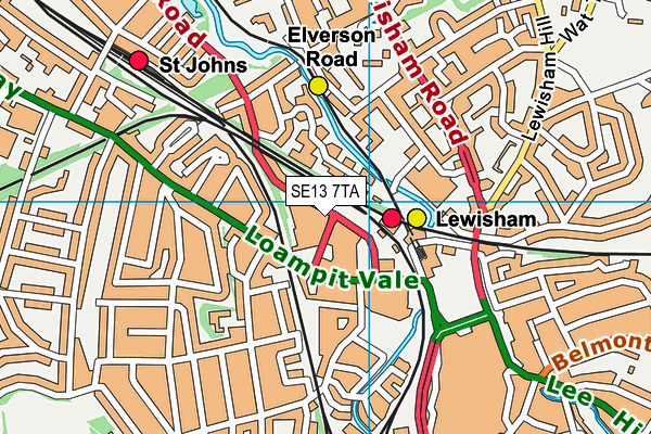 SE13 7TA map - OS VectorMap District (Ordnance Survey) SE13 7TA map - OS VectorMap District (Ordnance Survey)