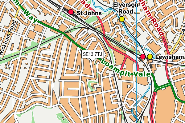 SE13 7TJ map - OS VectorMap District (Ordnance Survey)