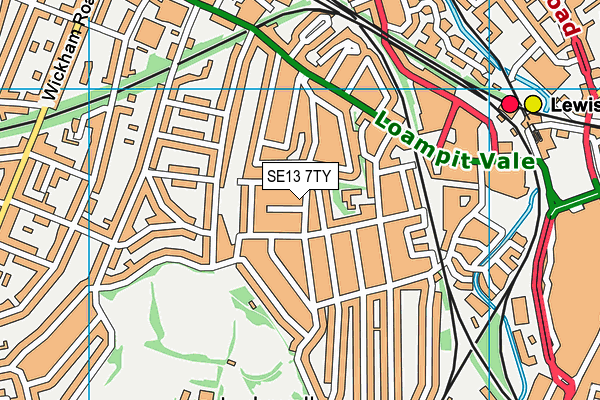 SE13 7TY map - OS VectorMap District (Ordnance Survey)