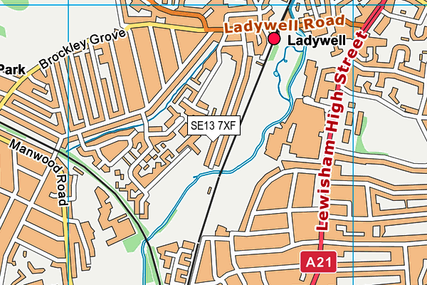 SE13 7XF map - OS VectorMap District (Ordnance Survey)