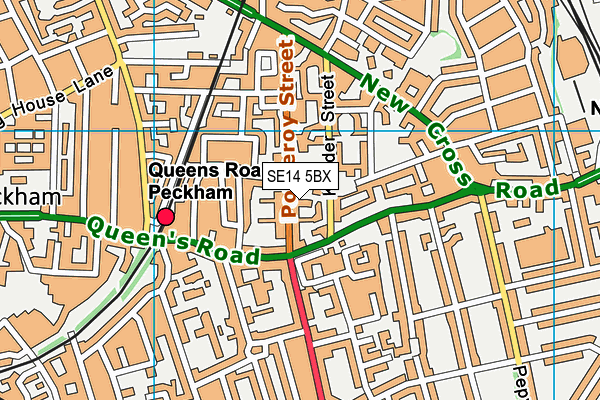 SE14 5BX map - OS VectorMap District (Ordnance Survey)