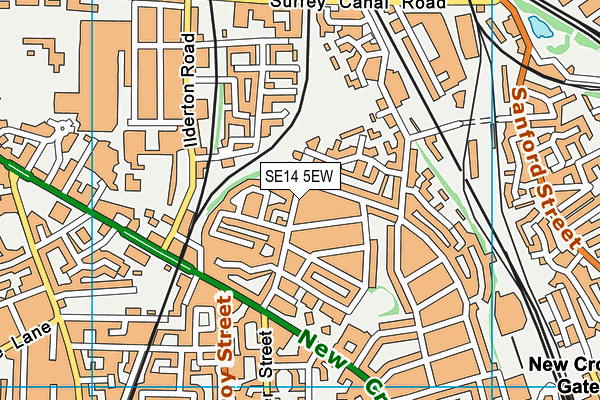 SE14 5EW map - OS VectorMap District (Ordnance Survey) SE14 5EW map - OS VectorMap District (Ordnance Survey)