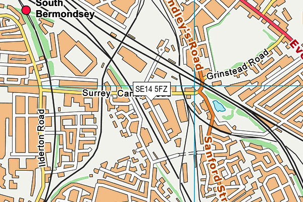 SE14 5FZ map - OS VectorMap District (Ordnance Survey) SE14 5FZ map - OS VectorMap District (Ordnance Survey)