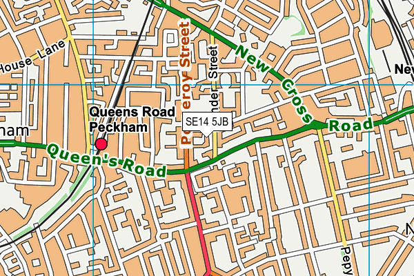 SE14 5JB map - OS VectorMap District (Ordnance Survey)