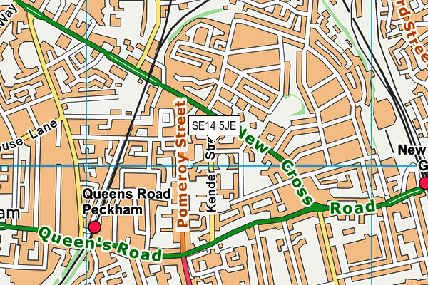 SE14 5JE map - OS VectorMap District (Ordnance Survey) SE14 5JE map - OS VectorMap District (Ordnance Survey)