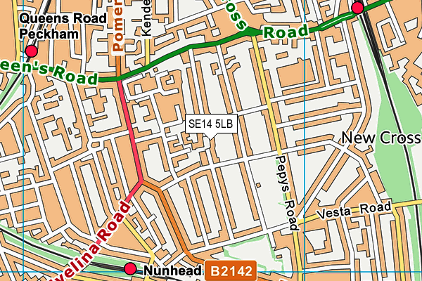 SE14 5LB map - OS VectorMap District (Ordnance Survey)