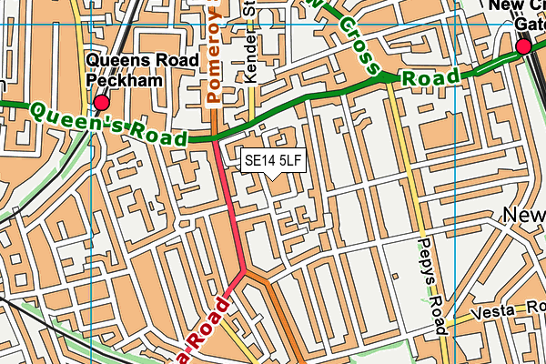 SE14 5LF map - OS VectorMap District (Ordnance Survey)