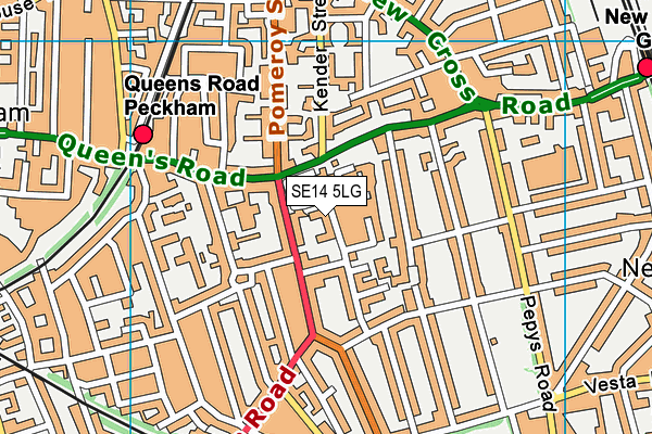 SE14 5LG map - OS VectorMap District (Ordnance Survey) SE14 5LG map - OS VectorMap District (Ordnance Survey)