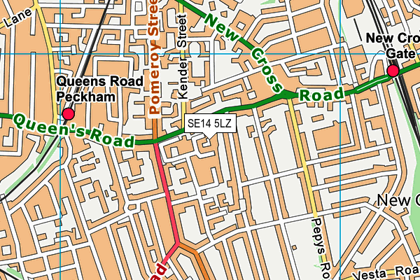 SE14 5LZ map - OS VectorMap District (Ordnance Survey)