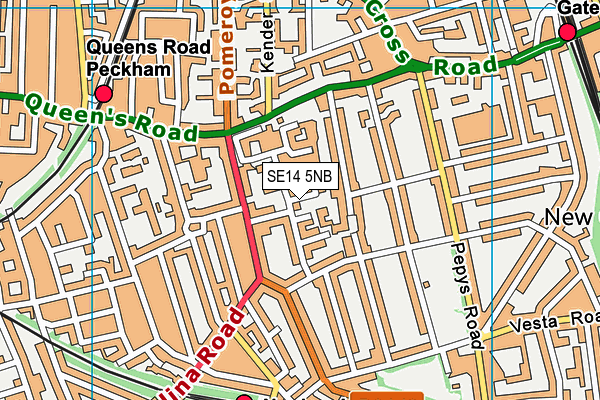 SE14 5NB map - OS VectorMap District (Ordnance Survey) SE14 5NB map - OS VectorMap District (Ordnance Survey)