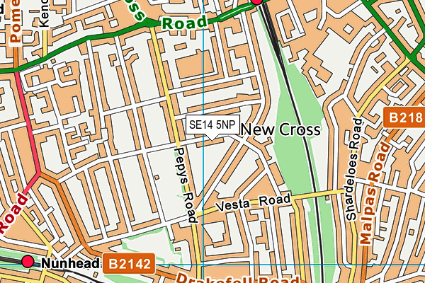 SE14 5NP map - OS VectorMap District (Ordnance Survey)