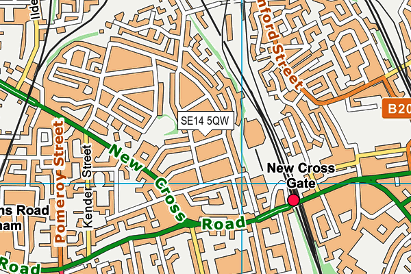 SE14 5QW map - OS VectorMap District (Ordnance Survey)