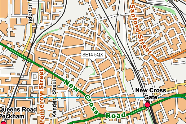 SE14 5QX map - OS VectorMap District (Ordnance Survey)