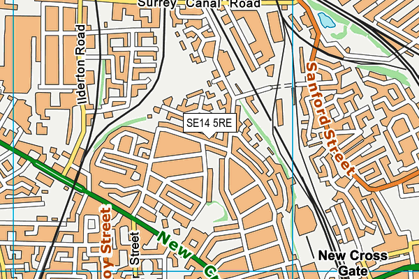 SE14 5RE map - OS VectorMap District (Ordnance Survey) SE14 5RE map - OS VectorMap District (Ordnance Survey)