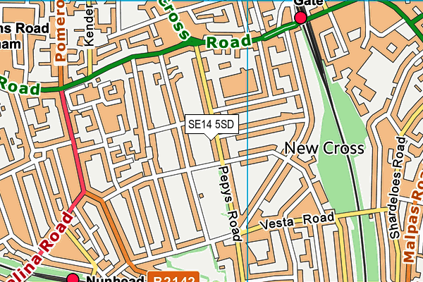 SE14 5SD map - OS VectorMap District (Ordnance Survey) SE14 5SD map - OS VectorMap District (Ordnance Survey)