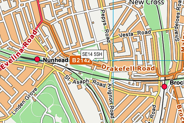 SE14 5SH map - OS VectorMap District (Ordnance Survey)