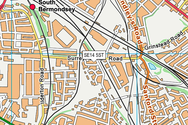 SE14 5ST map - OS VectorMap District (Ordnance Survey)