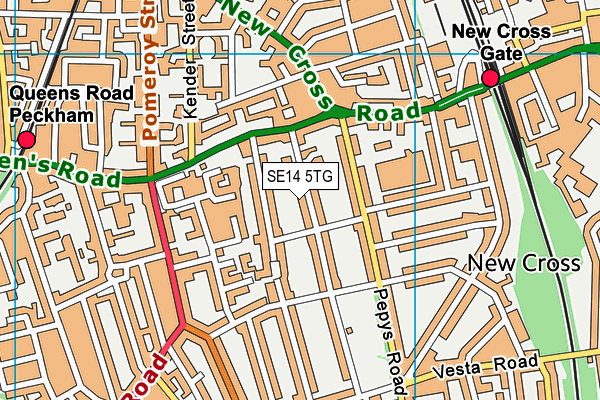 SE14 5TG map - OS VectorMap District (Ordnance Survey) SE14 5TG map - OS VectorMap District (Ordnance Survey)