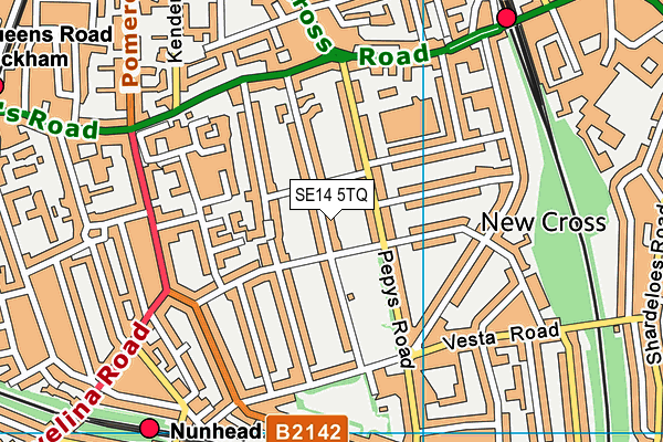 SE14 5TQ map - OS VectorMap District (Ordnance Survey)