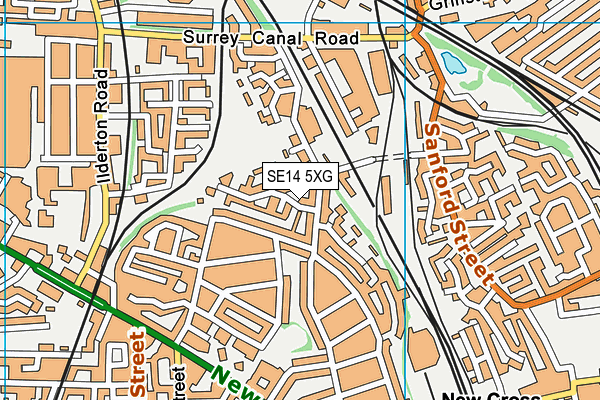 SE14 5XG map - OS VectorMap District (Ordnance Survey) SE14 5XG map - OS VectorMap District (Ordnance Survey)