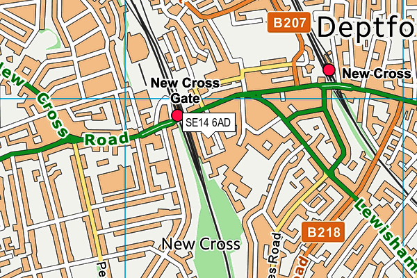 SE14 6AD map - OS VectorMap District (Ordnance Survey)
