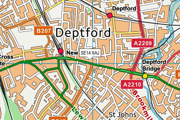 SE14 6AJ map - OS VectorMap District (Ordnance Survey) SE14 6AJ map - OS VectorMap District (Ordnance Survey)