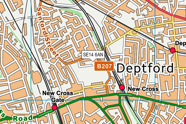 SE14 6AN map - OS VectorMap District (Ordnance Survey) SE14 6AN map - OS VectorMap District (Ordnance Survey)