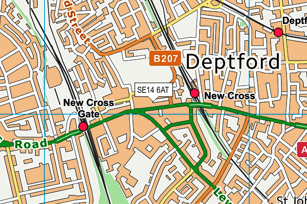 SE14 6AT map - OS VectorMap District (Ordnance Survey)