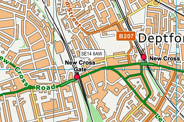SE14 6AW map - OS VectorMap District (Ordnance Survey)