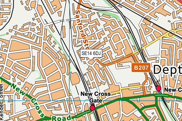 SE14 6DJ map - OS VectorMap District (Ordnance Survey) SE14 6DJ map - OS VectorMap District (Ordnance Survey)