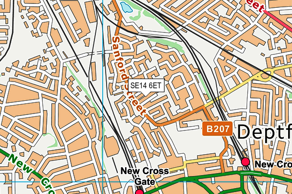 SE14 6ET map - OS VectorMap District (Ordnance Survey) SE14 6ET map - OS VectorMap District (Ordnance Survey)