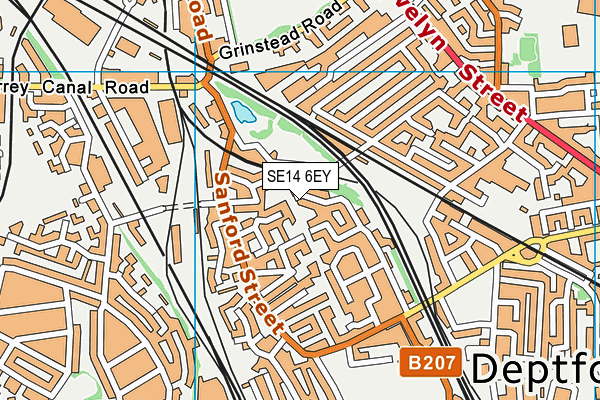 SE14 6EY map - OS VectorMap District (Ordnance Survey) SE14 6EY map - OS VectorMap District (Ordnance Survey)