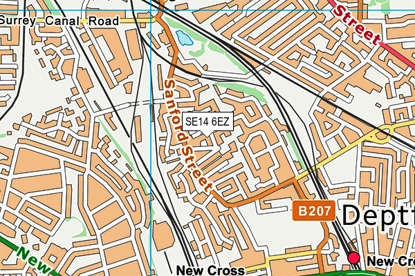 SE14 6EZ map - OS VectorMap District (Ordnance Survey) SE14 6EZ map - OS VectorMap District (Ordnance Survey)
