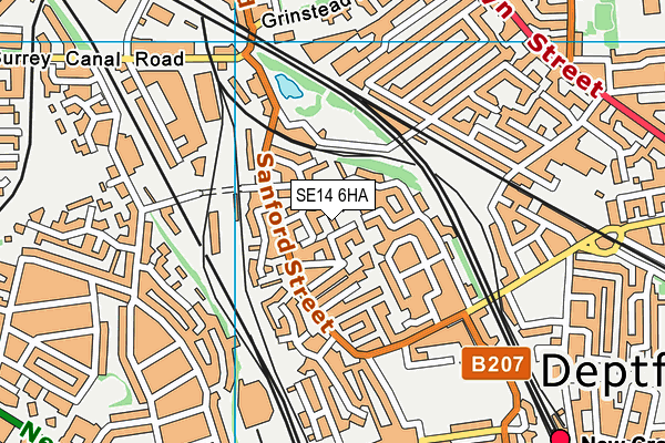 SE14 6HA map - OS VectorMap District (Ordnance Survey)