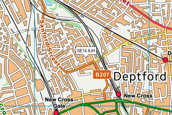 SE14 6JH map - OS VectorMap District (Ordnance Survey) SE14 6JH map - OS VectorMap District (Ordnance Survey)
