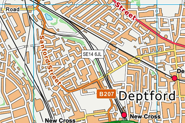 SE14 6JL map - OS VectorMap District (Ordnance Survey) SE14 6JL map - OS VectorMap District (Ordnance Survey)
